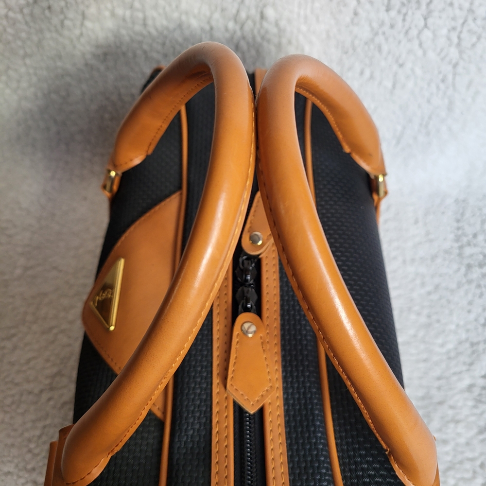 Yves Saint Laurent Black and Tan Leather travel duffle Boston Bag Authentic - Picture 5 of 11